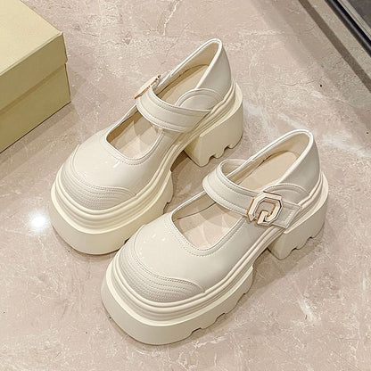 Patent Platform Mary Plain Jane Shoes Leather