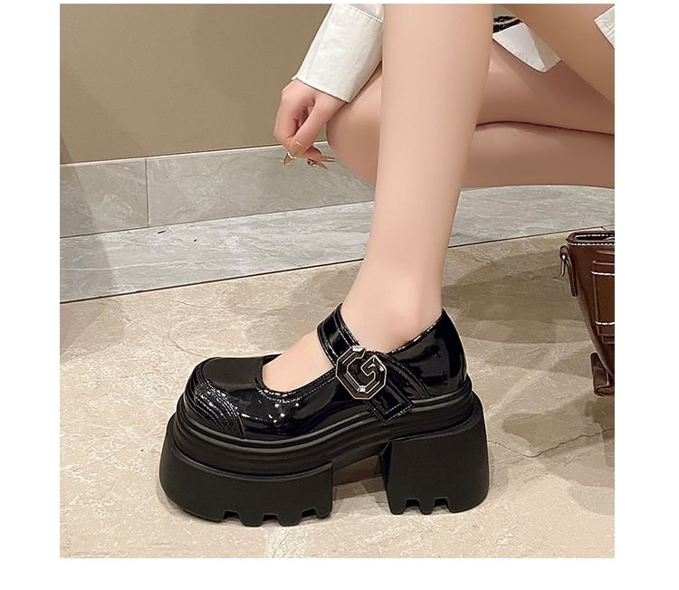 Patent Platform Mary Plain Jane Shoes Leather