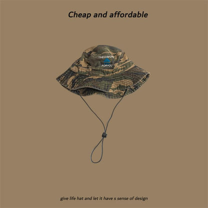 Print Hat Camo Drawstring Sun