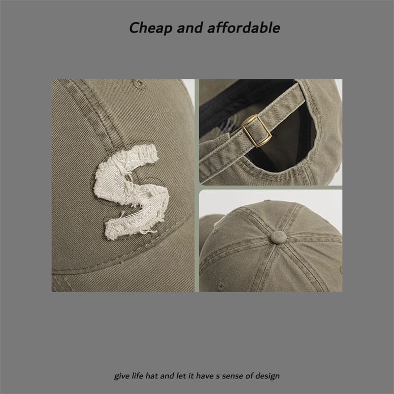 Cap Letter Distressed Applique