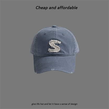 Cap Letter Distressed Applique