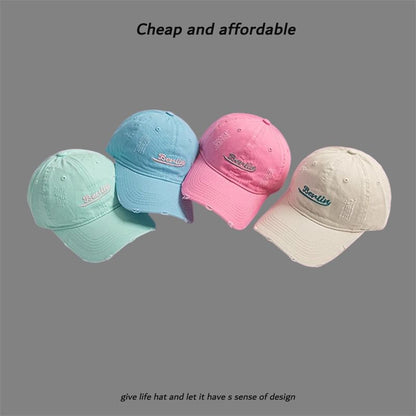 Embroidered Cap Letter Distressed