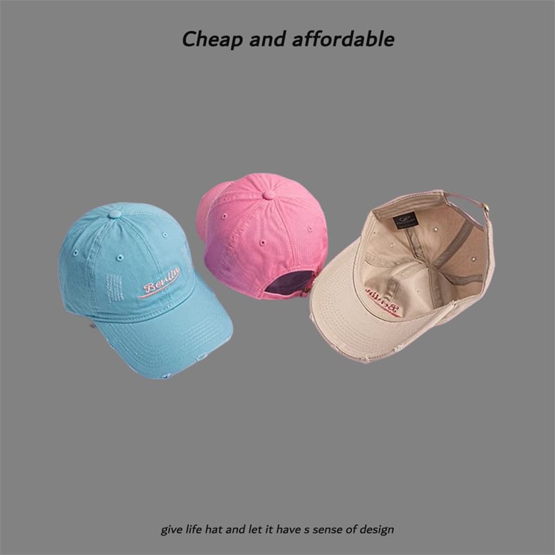 Embroidered Cap Letter Distressed