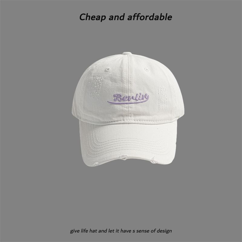 Embroidered Cap Letter Distressed