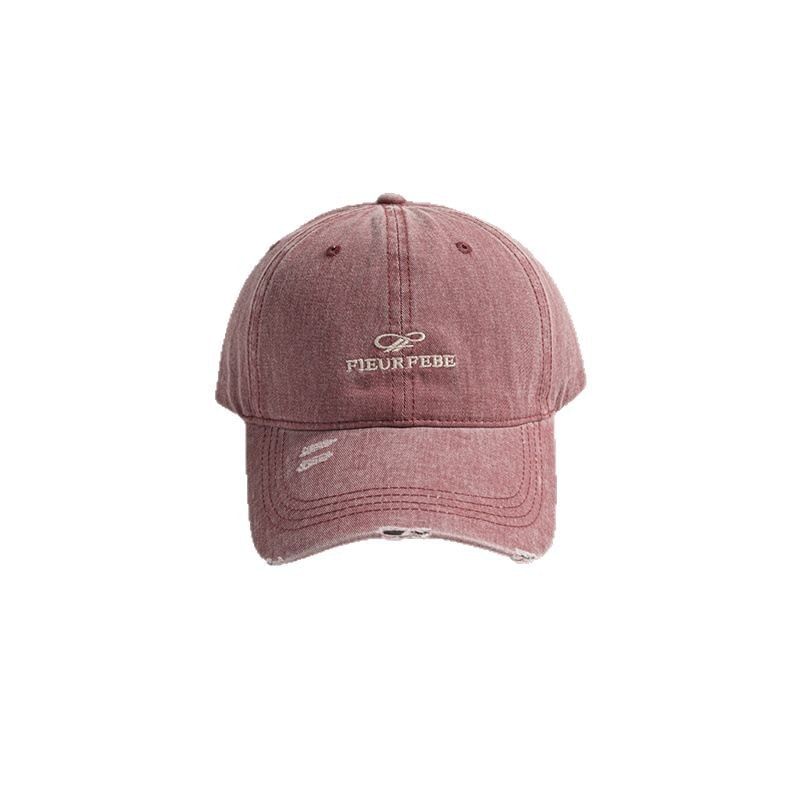 Embroidered Distressed Letter Cap Washed
