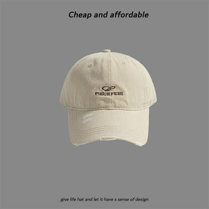 Embroidered Distressed Letter Cap Washed