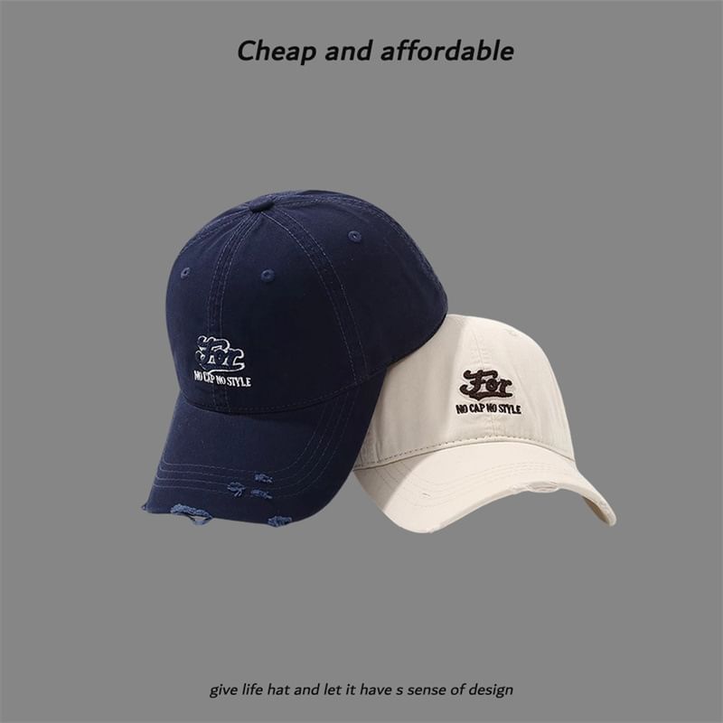 Letter Distressed Embroidered Cap