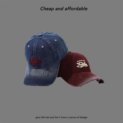 Distressed Letter Washed Embroidered Cap