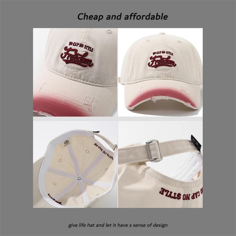 Distressed Letter Washed Embroidered Cap