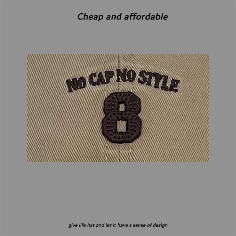 Washed Distressed Cap Embroidered Number