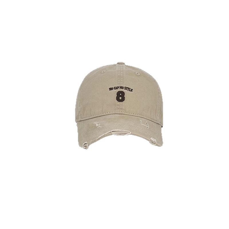 Washed Distressed Cap Embroidered Number
