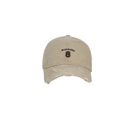 Washed Distressed Cap Embroidered Number