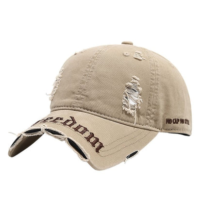 Distressed Letter Cap Washed Embroidered