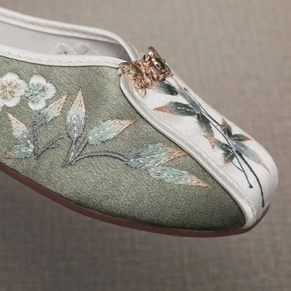 Mules Floral Embroidered Panel
