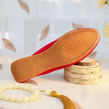 Embroidered Faux Pearl Mules