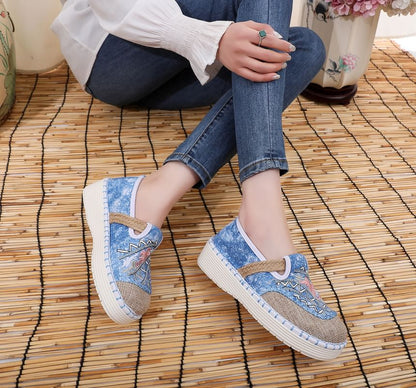 Slip Ons Platform Embroidered Panel
