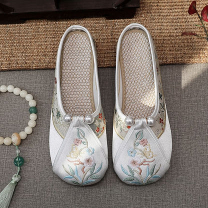 Faux Floral Pearl Embroidered Mules