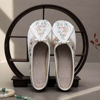 Faux Floral Pearl Embroidered Mules