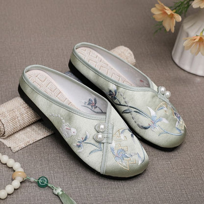 Beaded Embroidered Mules