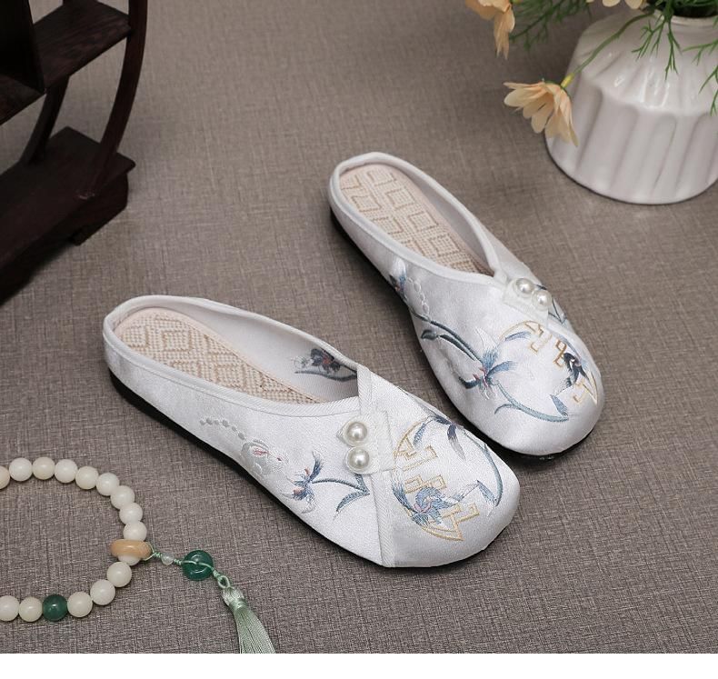 Beaded Embroidered Mules