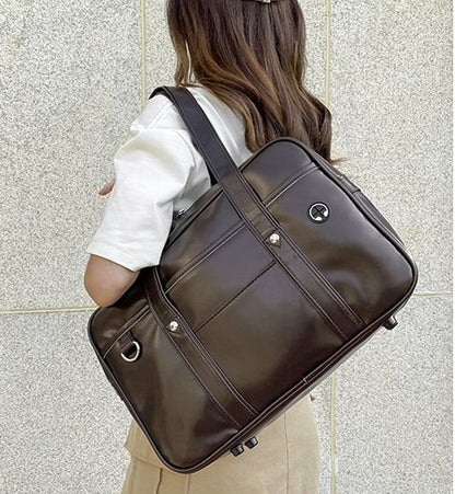 Faux Leather Pocketed Tote Bag