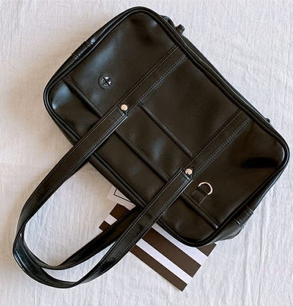 Faux Leather Pocketed Tote Bag