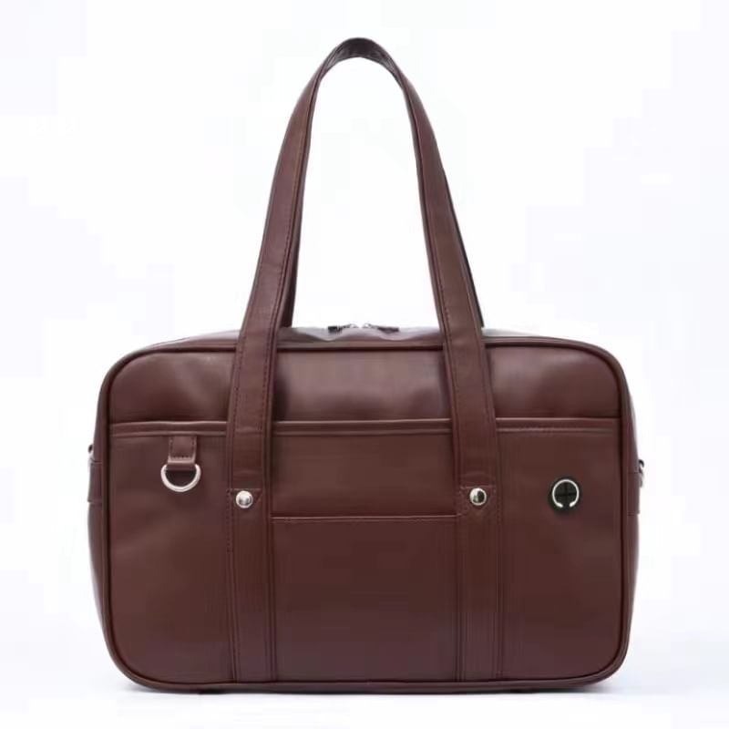 Faux Leather Pocketed Tote Bag