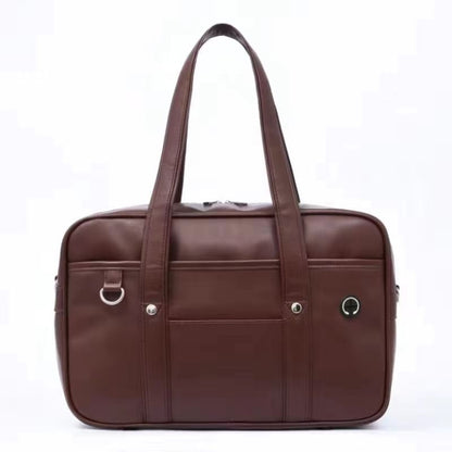 Faux Leather Pocketed Tote Bag