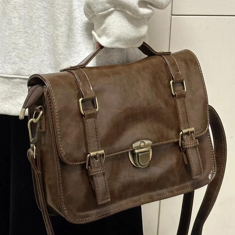 Bag Faux Leather Plain Satchel