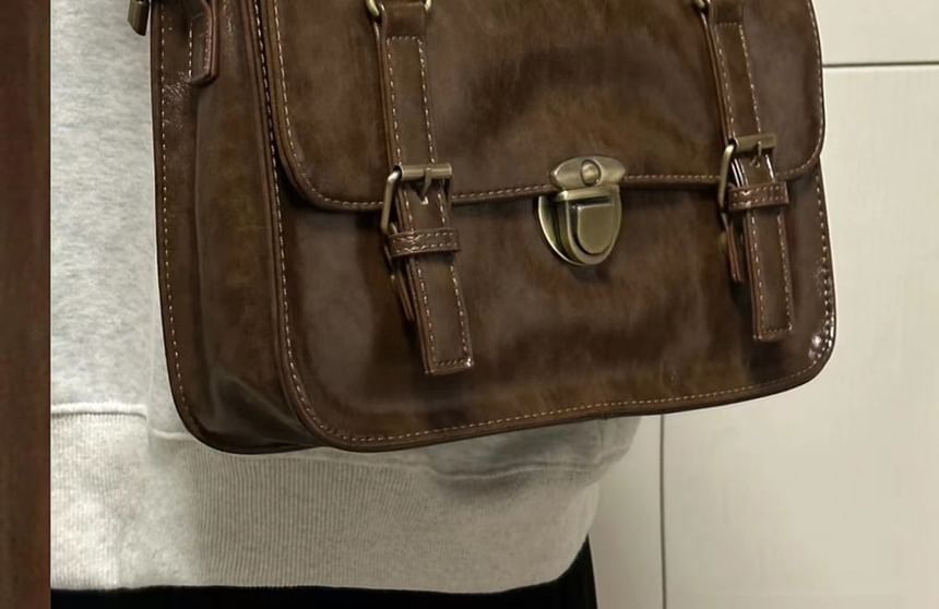 Bag Faux Leather Plain Satchel