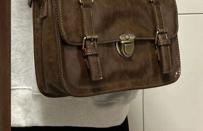 Bag Faux Leather Plain Satchel