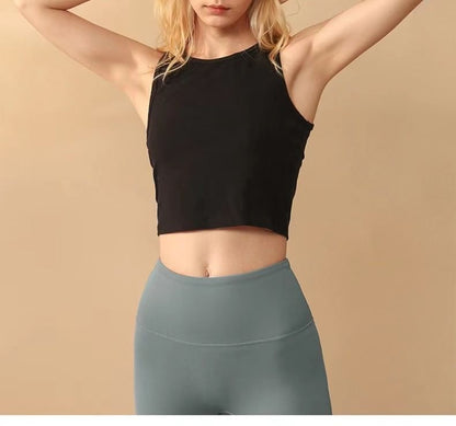 Crew Tank Top Crop Plain Neck