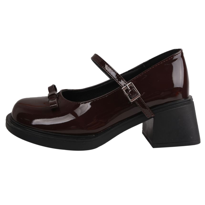 Pumps Bow Chunky Heel Jane Mary