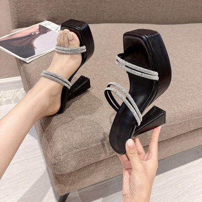 Platform Rhinestone Heel High Sandals