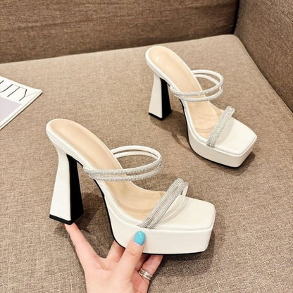 Platform Rhinestone Heel High Sandals