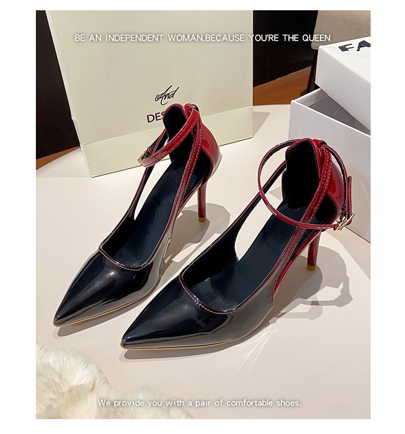 Strap Heel Ankle Pumps Gradient D'Orsay Stiletto