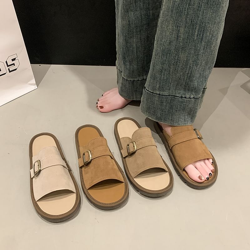 Sandals Slide Plain Buckled