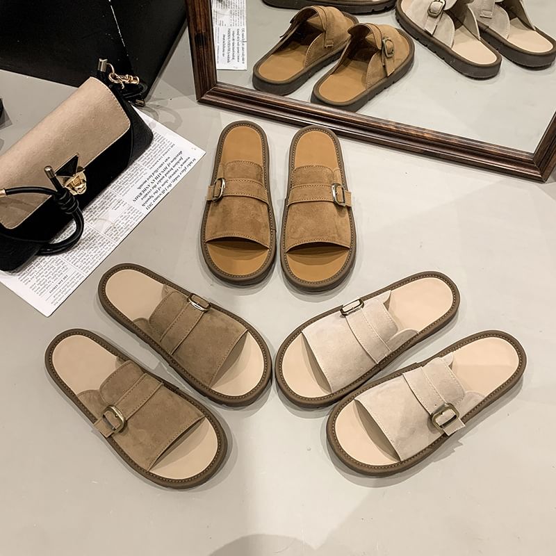 Sandals Slide Plain Buckled