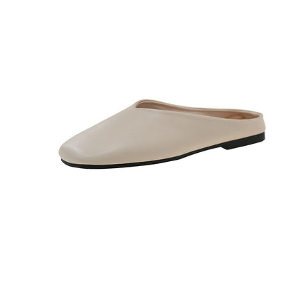 Mules Faux Square Toe Metallic Leather