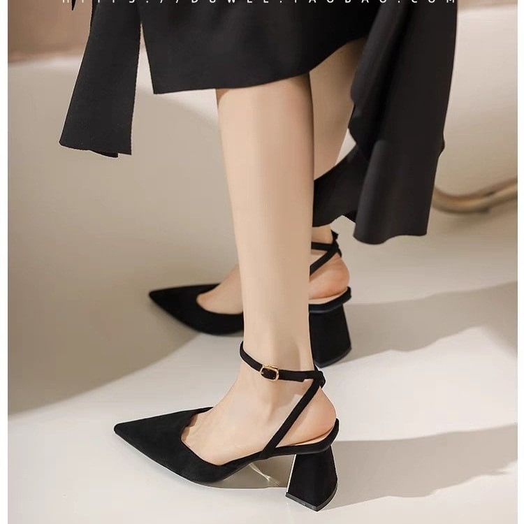 Pointed Toe Heel Slingback Sandals Stiletto