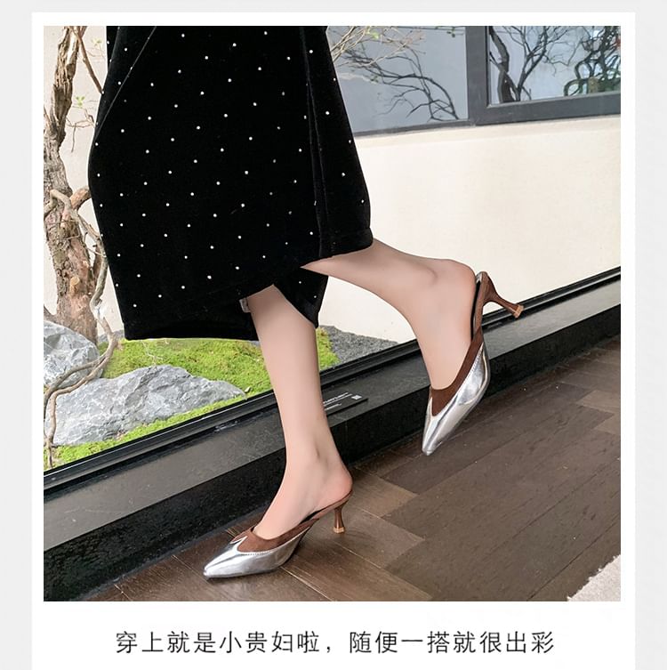 Mules Pointed Heel Tone Stiletto Two Toe
