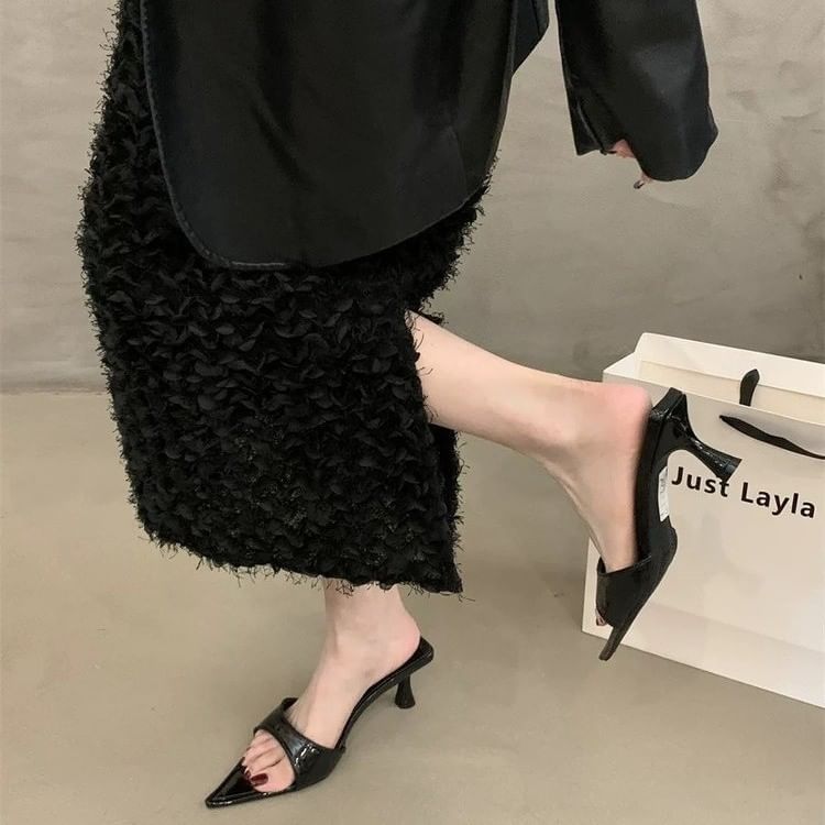 High Slide Toe Sandals Pointed Heel