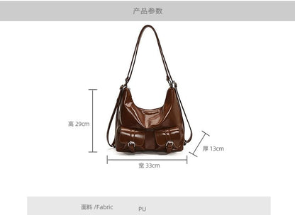 Leather Faux Multi-Pocket Backpack