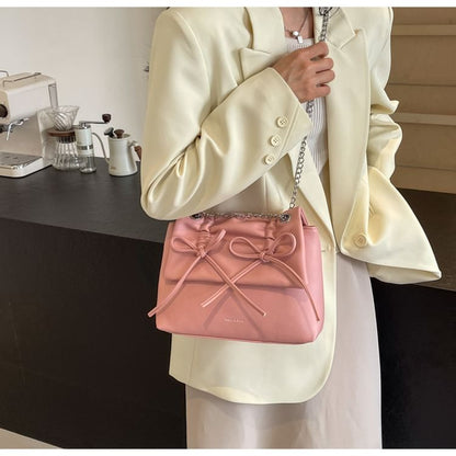 Leather Faux Bow Strap Chain Bag Shoulder