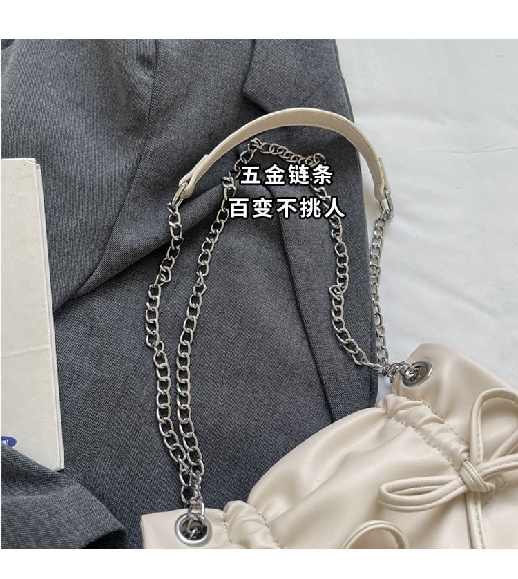 Leather Faux Bow Strap Chain Bag Shoulder