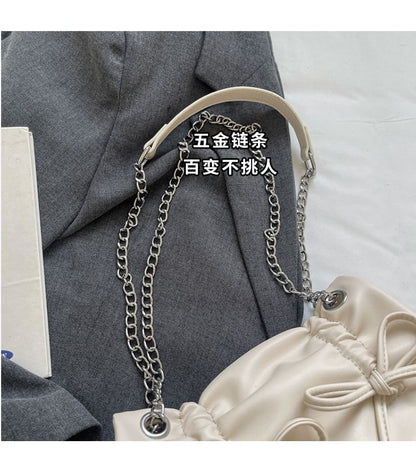 Leather Faux Bow Strap Chain Bag Shoulder
