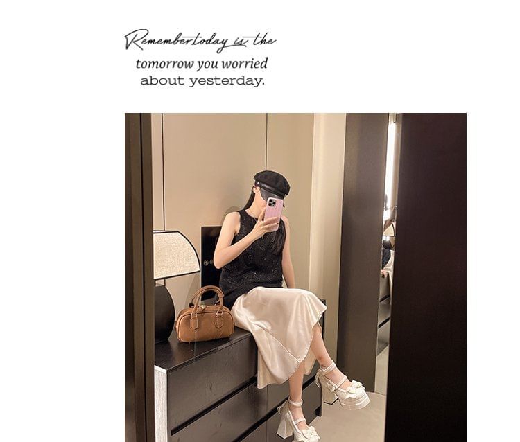 Platform Chunky Shoes Bow Mary Jane Heel