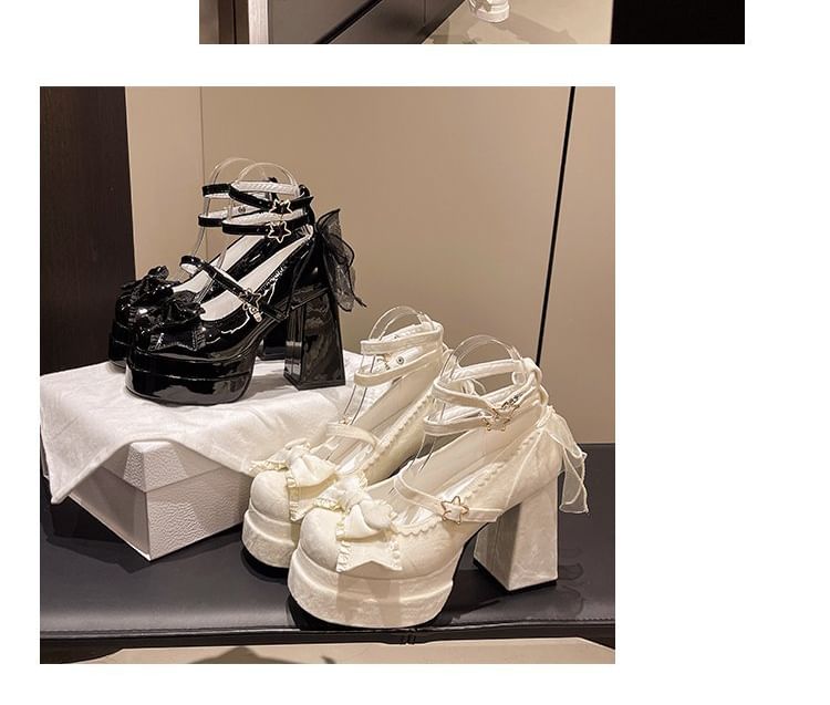 Platform Chunky Shoes Bow Mary Jane Heel