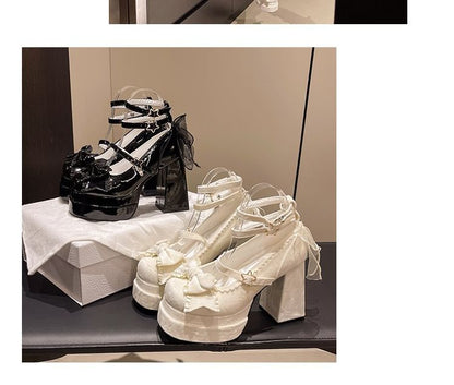 Platform Chunky Shoes Bow Mary Jane Heel