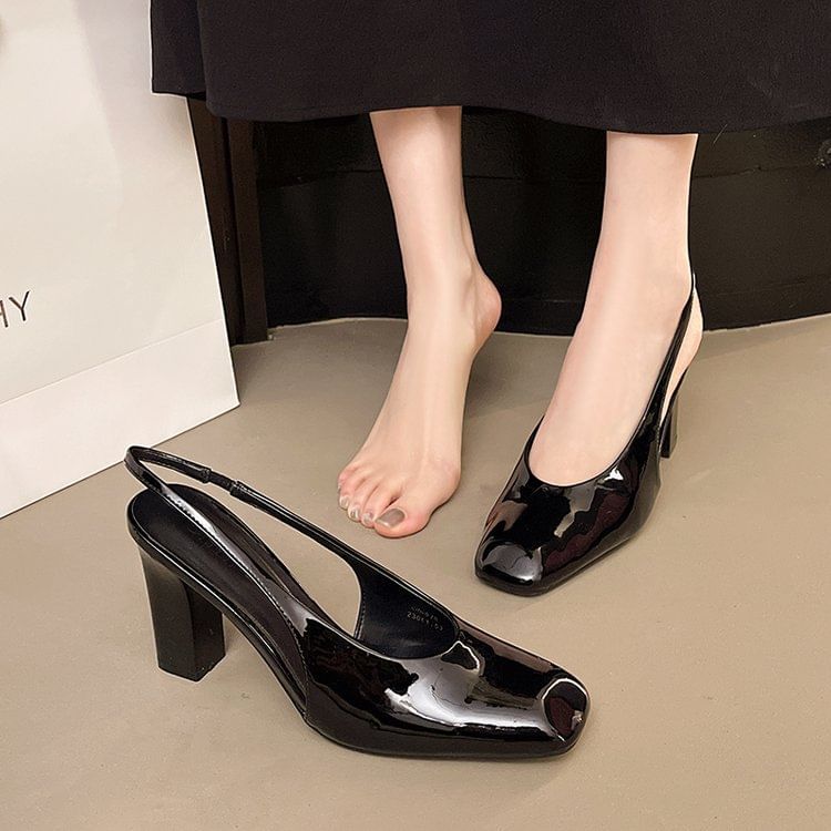 Slingback Chunky Mules Heel